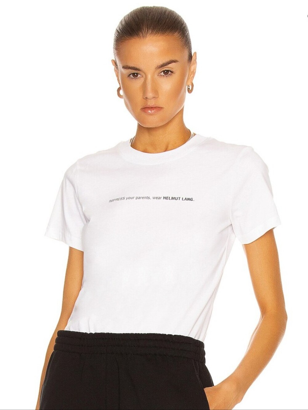 Helmut Lang Impress Tee White Tee with Back Smile Graphic